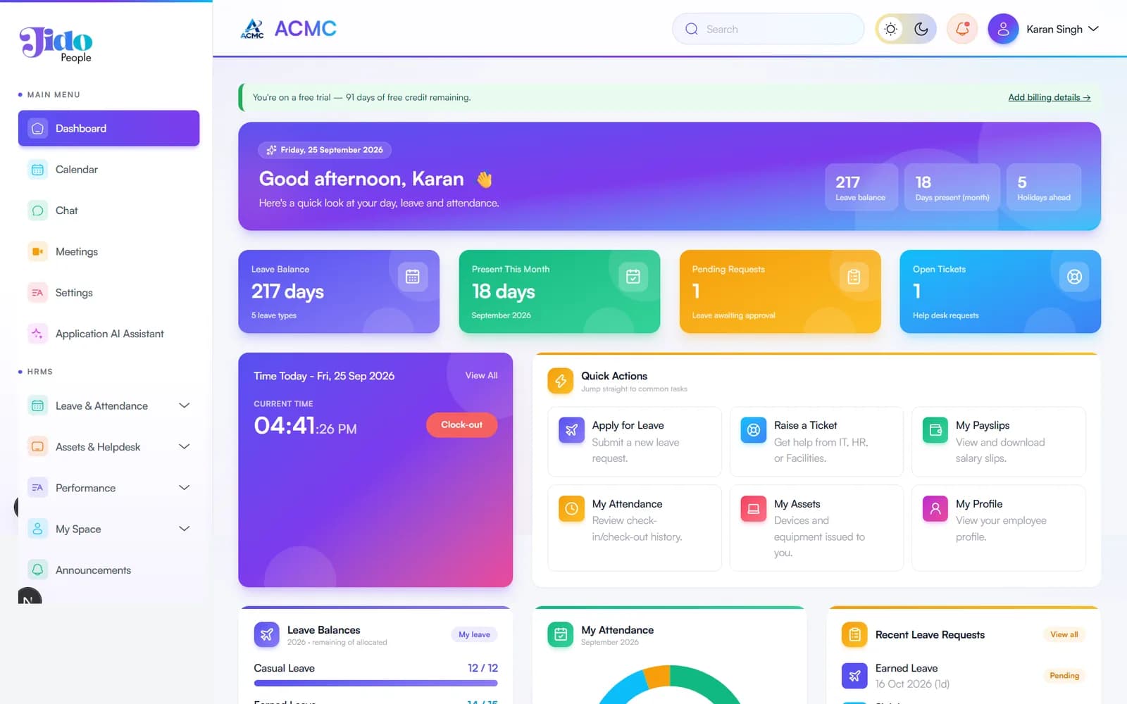 Jido People employee dashboard